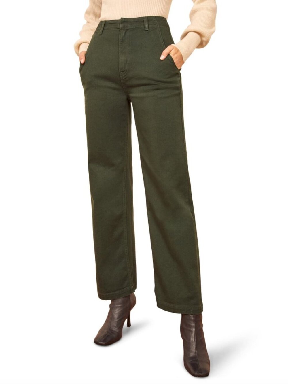 Reformation Lani Work Pant in Forest Green